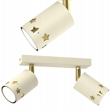 LAMPADA DA SOFFITTO PER BAMBINI SPOT LED BEIGE STELLA ECRU ORO GU10