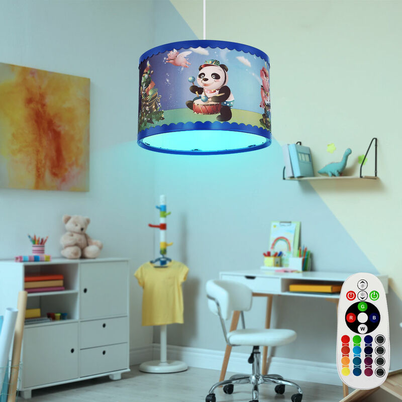 Image of Etc-shop - Lampada da soffitto per cameretta dei bambini, lampada a sospensione dimmerabile con telecomando per animali, in un set di lampadine led