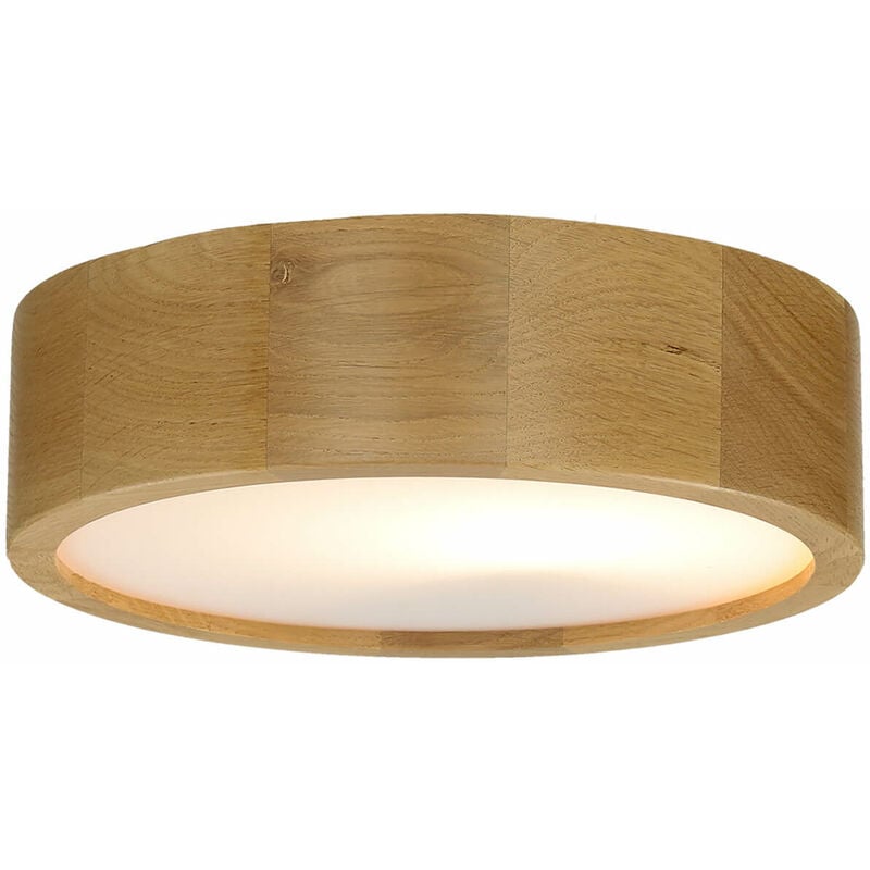 Image of Licht-erlebnisse - Lampada da soffitto per soggiorno in legno di quercia dal design rotondo - Quercia