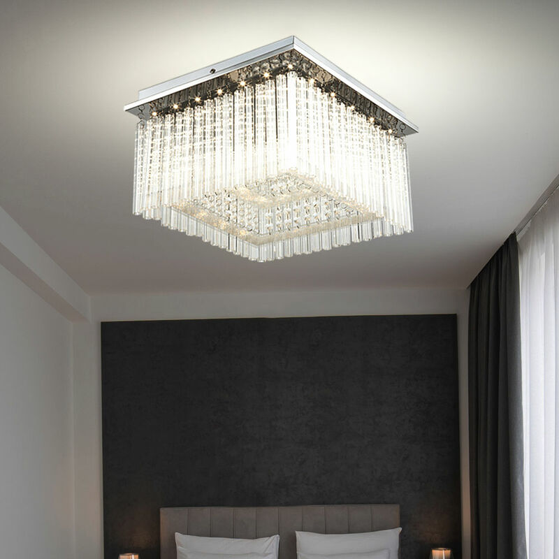 Image of Lampada da soffitto plafoniera cristallo luce design lampada soggiorno camera da letto, aste in metallo vetro decorazione cristallo, 1x led 21 watt