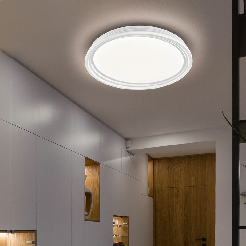 Image of Lampada da soffitto plafoniera lampada da soggiorno lampada da camera da letto lampada da corridoio, dimmerabile, vetro acrilico bianco, led 22W