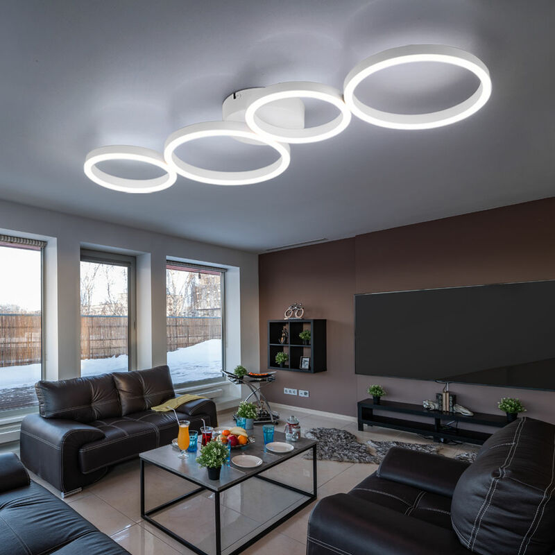 Image of Lampada da soffitto plafoniera LED sala da pranzo lampada da soggiorno moderna LED bianca a forma di anello, metallo plastica, 1x 35W 1600lm 3000K,