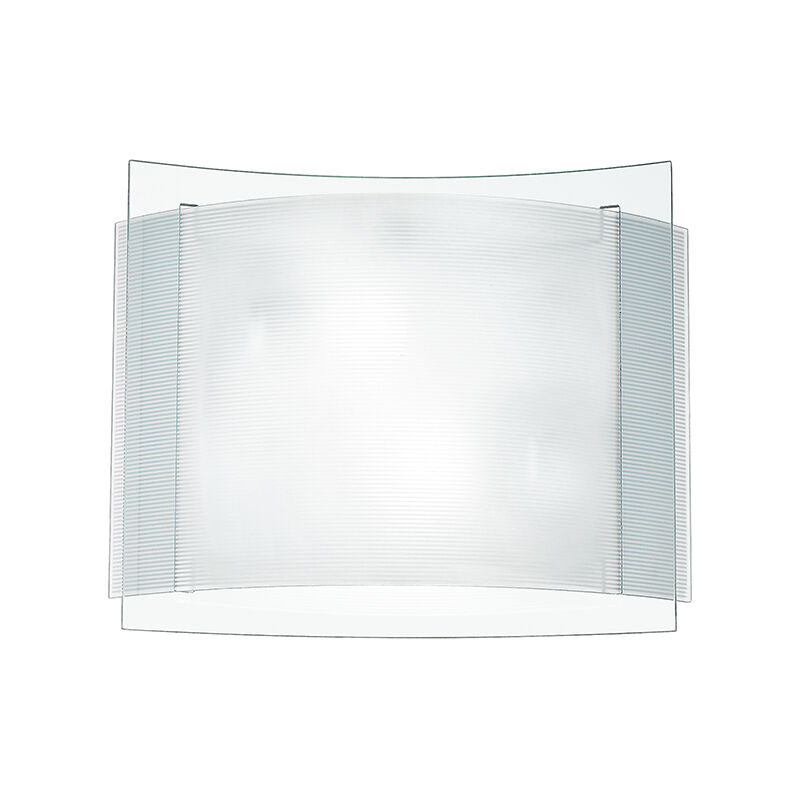 Image of Plafoniera righe in vetro bianca (2xE27) - Bianco