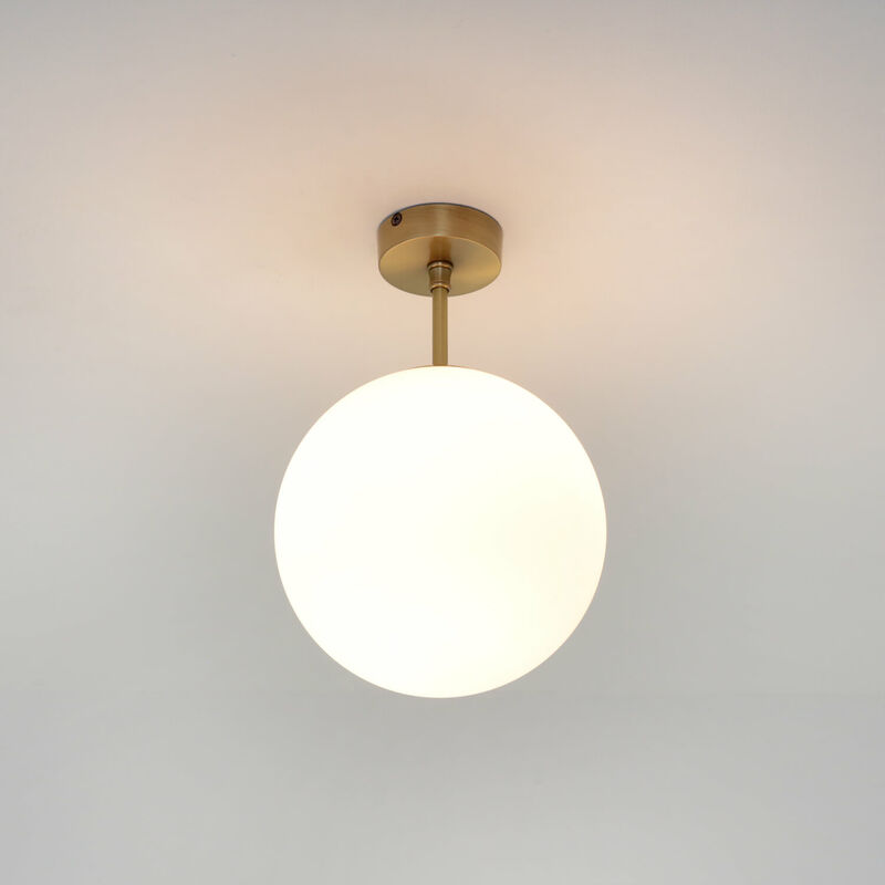 Image of Licht-erlebnisse - Lampada da soffitto premium musa in vetro rotondo in ottone - Bronzo chiaro, bianco
