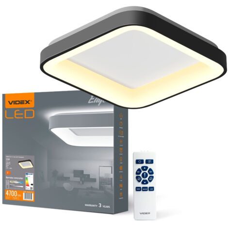 Lampada da soffitto quadrata nera con telecomando 72W 7500lm 2700K / 6000K 45 cm Videx