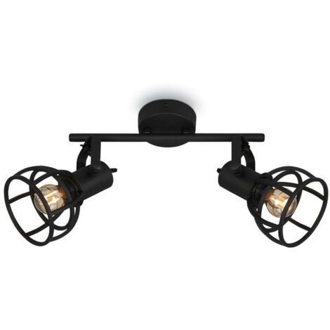 Lampada da soffitto retro regolabile con paralume a griglia 2xE14 25W acciaio nero Briloner