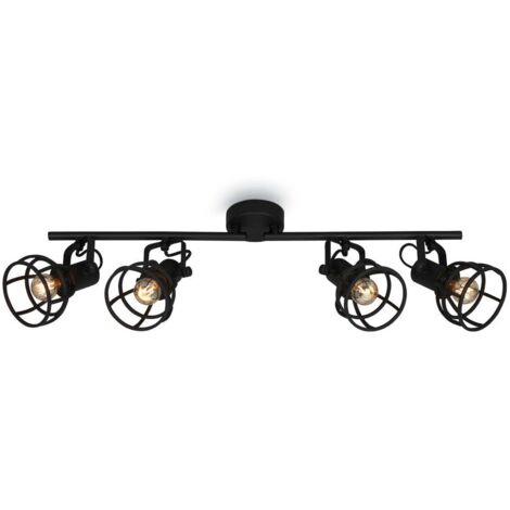 Lampada da soffitto retro regolabile paralume a griglia 4xE14 25W acciaio nero Briloner