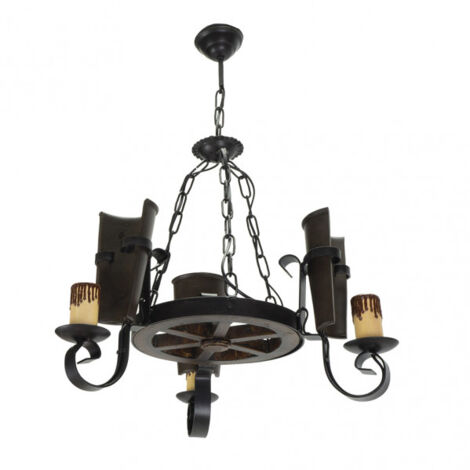 Lampada da soffitto rustica a 3 luci. 3xE27 60w. Dimensioni (50x45cm).