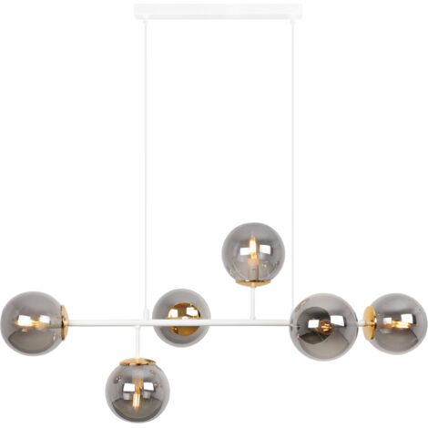 LAMPADA DA SOFFITTO SIENA BIANCO ORO 6 LAMPADA GRAFITE PIATTA E14 BRACCI LUNGHI
