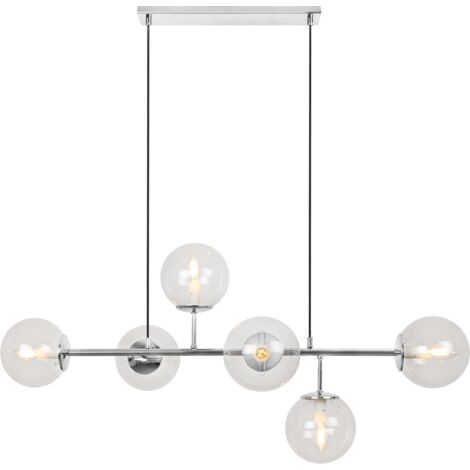 LAMPADA DA SOFFITTO SIENA CROMO 6 LUCI LAMPADA PIATTA E14 LUNGHEZZA BRACCI