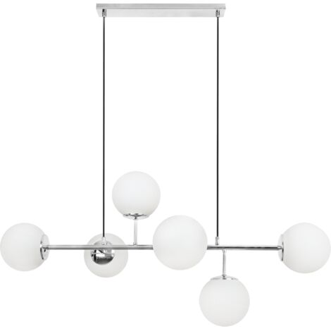 LAMPADA DA SOFFITTO SIENA CROMO 6 PARALUME BIANCO PIATTO E14 BRACCI LUNGHI