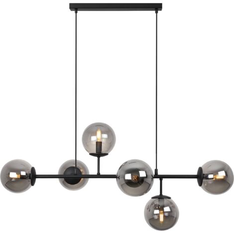LAMPADA DA SOFFITTO SIENA NERA 6 LAMPADA GRAFITE PIATTA E14 BRACCI LUNGHI