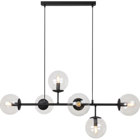LAMPADA DA SOFFITTO SIENA NERA 6 PARALUME PIATTO E14 BRACCI LUNGHI