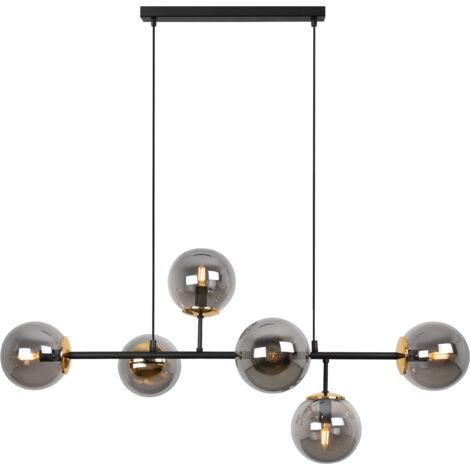 LAMPADA DA SOFFITTO SIENA NERO E ORO 6 LAMPADA GRAFITE PIATTA E14 BRACCI LUNGHI