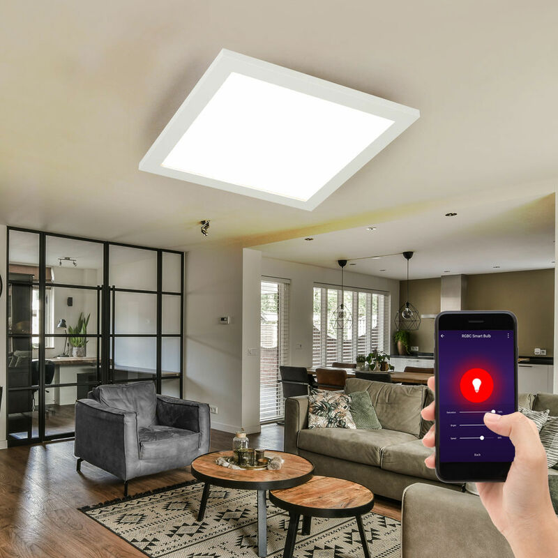 Image of Lampada da soffitto Smart Home Pannello Plafoniera Smartlight, Circuito cct Timer led Dimmerabile Controllabile tramite App, Quadrato 30x30 cm