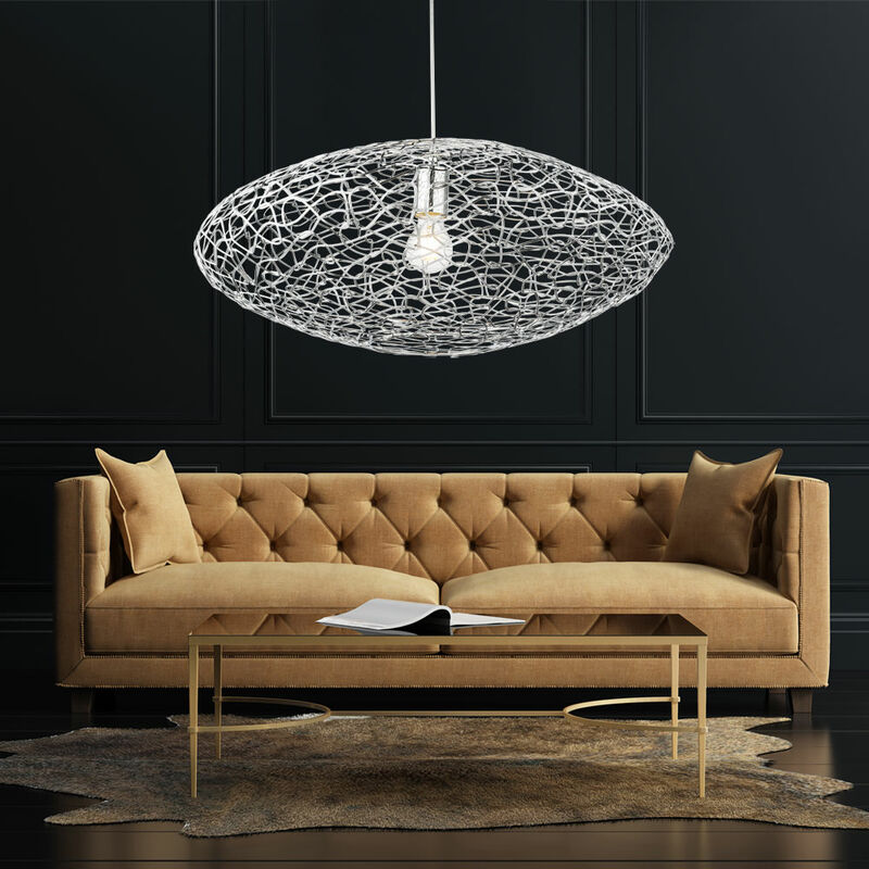 Image of Lampada da soffitto design a sospensione soggiorno camera degli ospiti Lampada da cucina in vimini alu in un set che include lampadine a led