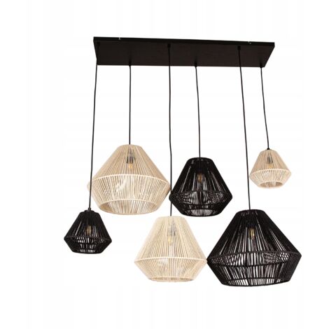 Lampada da soffitto sospesa in bambù BOHO Rattan Wood Loft