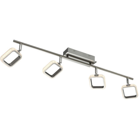 Lampada da soffitto Spot bar Lampada spot Lampada da soffitto con faretti mobili, metallo cromato, 4x LED 4x 5 watt 4x 350 lumen bianco caldo, LxH 89x18 cm
