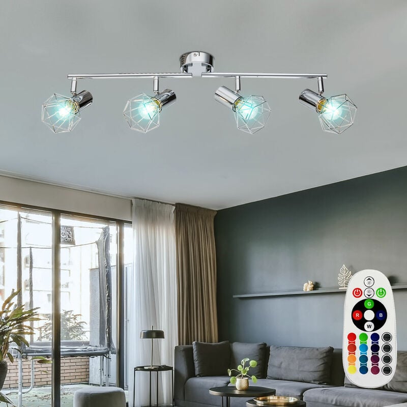 Image of Etc-shop - Lampada da soffitto spot beam lampada a gabbia per sala da pranzo telecomando in un set che include lampadine a led rgb