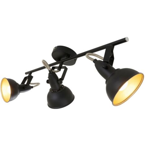 Lampada da soffitto Spot orientabile Retro 3xE14 40W nero-oro metallo Briloner