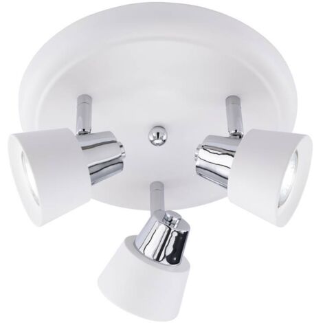 Lampada da soffitto spot rotondo lampada da camera da letto faretto da soffitto, faretti orientabili, metallo, argento bianco, 3x GU10, DxH 25x15 cm