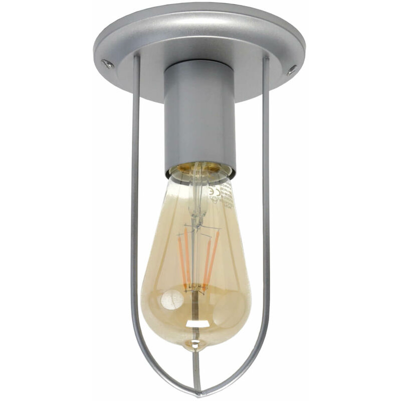 Image of Licht-erlebnisse - Lampada da soffitto stepp dal design industriale con paralume in stile vintage E27 - Grigio