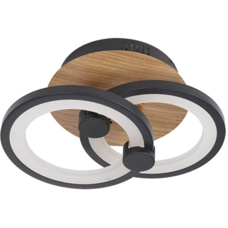 lampada da soffitto sydney 32w 3000-4000-6500k nero/legno scuro 14x30x20cm 4160lm telecomando, dimmerabile, memoria