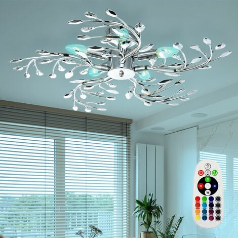 Plafoniera LED 30W RGB Ø 50cm  Ventilatore da soffitto tessuto bianco