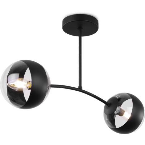 LAMPADA DA SOFFITTO TOLEDO NERA 2 PARALUME NERO PIATTO E14