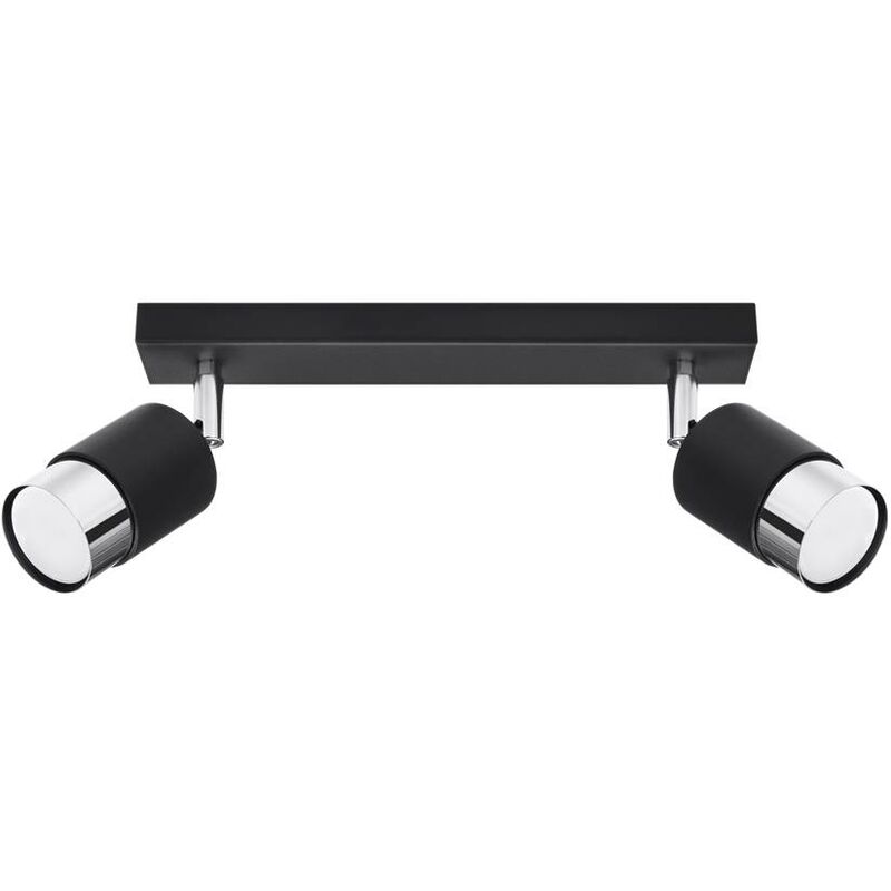 Image of Lampada del soffitto nero 2 Black/Chrome Steel 40W l: 30 cm b: 5 cm h: 18 cm Dimmabile