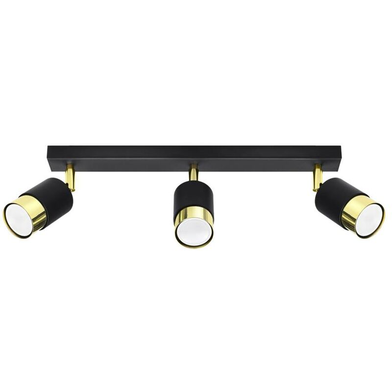 Image of Lampada del soffitto nero 3 Black/Golden Steel 40W l: 45 cm b: 5 cm h: 18 cm Dimmabile
