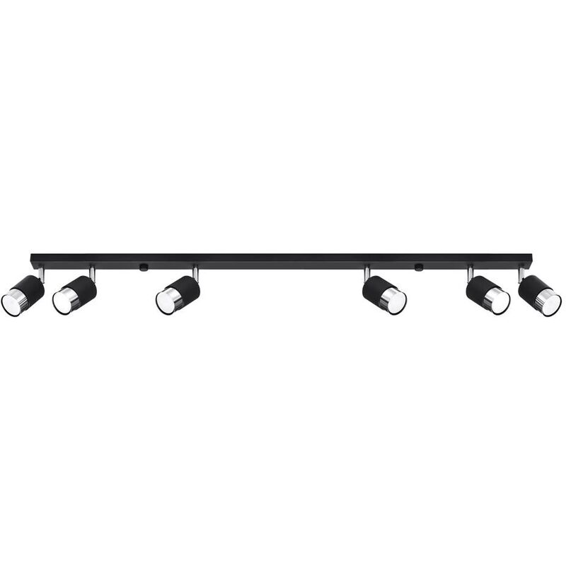 Image of Lampada del soffitto nero 6 Black/Chrome Steel 40W l: 117 cm b: 5 cm h: 18 cm Dimmabile