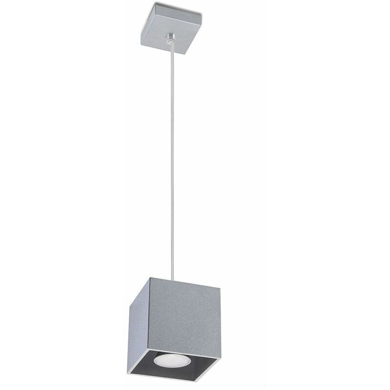 Image of Lampada da soggiorno moderna lampada a sospensione a sospensione lampada a sospensione grigia da tavolo da pranzo, alluminio, 1x GU10, LxH 10x80 cm,