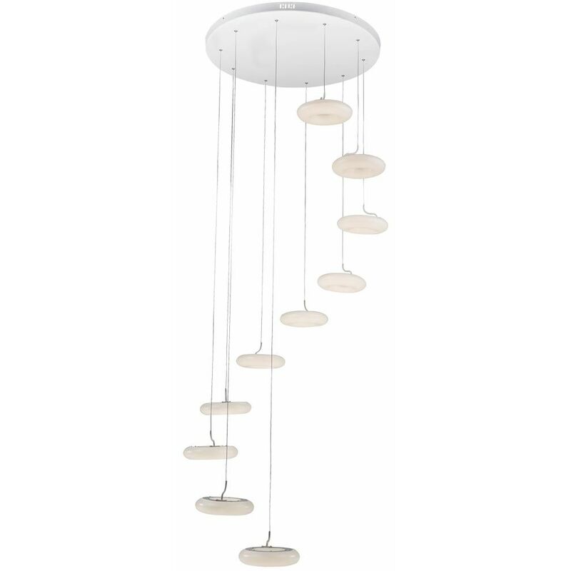 Image of Lampada a sospensione a soffitto a led da 70 watt illuminazione soggiorno 10x anelli lampada a sospensione bianca Globo 42506-70H