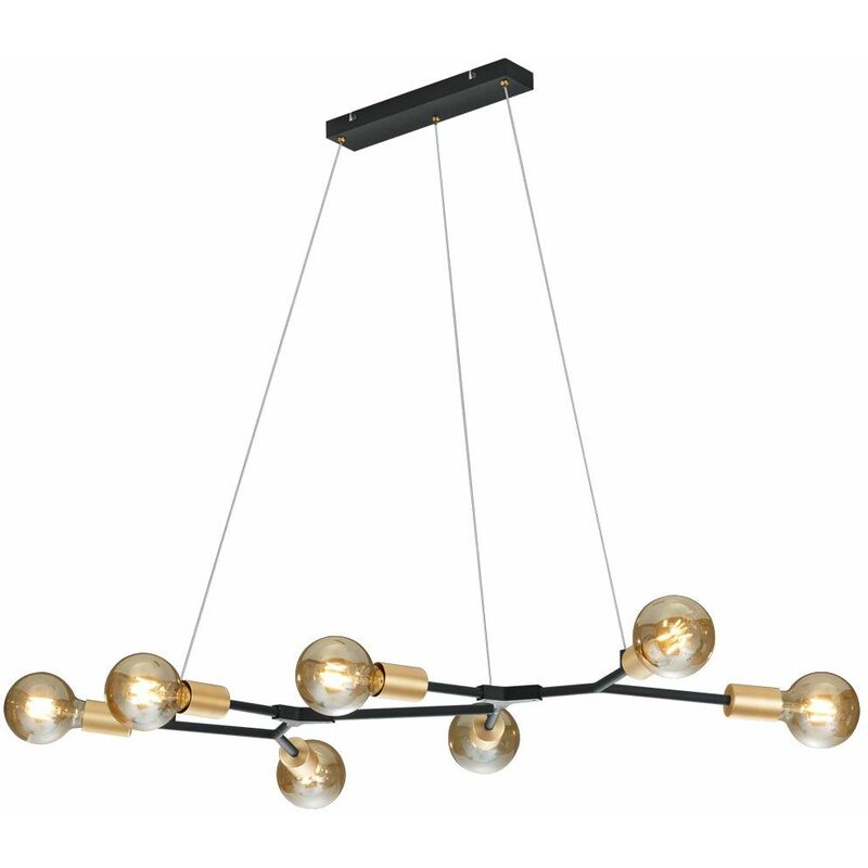 Image of Lampada a sospensione vintage da soffitto a filamento con dimmer per soggiorno in un set che include lampadine a led