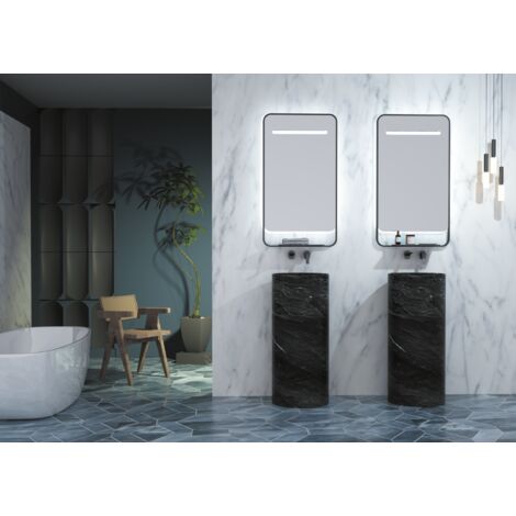 Lampada da specchio LED per bagno, camerino con caricatore per cellulare, potente doppia luce perimetrale e frontale, triled, Antiappannamento 50x90cm