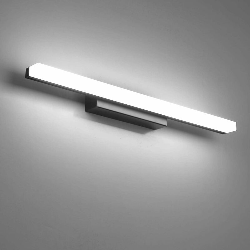 Image of Lampada da specchio a LED Lampada da parete per bagno 40CM Bianco freddo 9W 6000K Lampada da bagno per interni nera Illuminazione da bagno 800LM Non