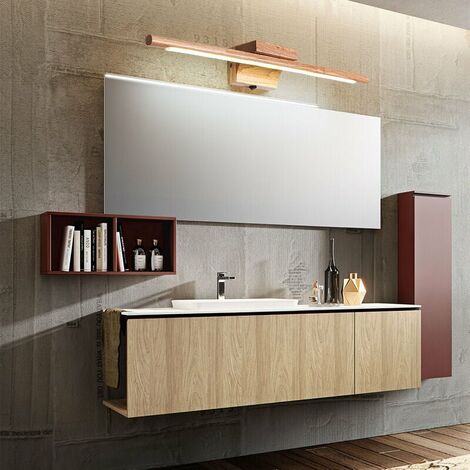 Lampada da specchio per bagno in legno con interruttore Lampada da parete moderna a LED per interni IP44 Lampada da toeletta impermeabile Sconce Specchio cosmetico Illuminazione da toeletta, 60Cm,3000