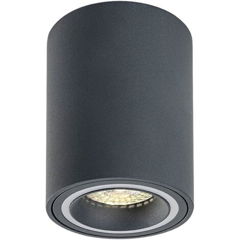 Lampada da superficie KOBALD GU10 1X max.25W grigio alluminio, acrilico bianco H: 10cm Ø8cm dimmerabile