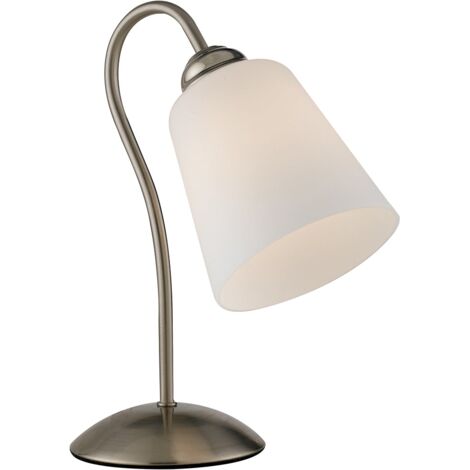 "Lampada da tavolo 1162 in metallo nichel con diffusore in vetro"