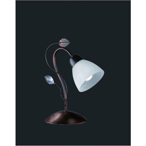 Lampada Da Tavolo 1xE14 Traditio Ruggine Coppa Vetro Bianco L12 cm Trio Lighting