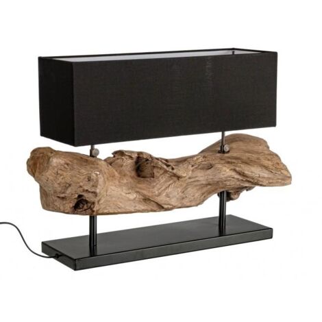 Lampada da Tavolo 75x25x55 cm E27 in Legno e Acciaio Pralume in Cotone Nero