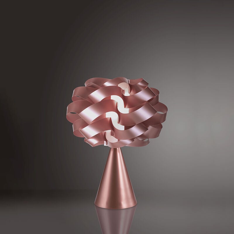 Image of Lampada Da Tavolo a Cono 1 Luce Cloud In Polilux Rosa Metallico Made In Italy - Rosa