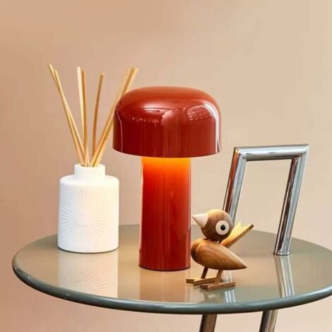 Lampada da tavolo a forma di fungo con rivestimento in gomma, lampada da tavolo senza fili, lampada da tavolo ricaricabile tramite USB, 3 livelli di luminosità, lampada da scrivania touch dimmerabile 