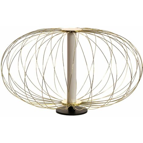 Lampada da Tavolo a LED 50x50xH29 cm in Acciaio e Metallo Mizar Ottone Lucido