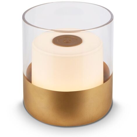 Lampada da tavolo a LED a batteria, con vetro, oro, 1xLED/2W