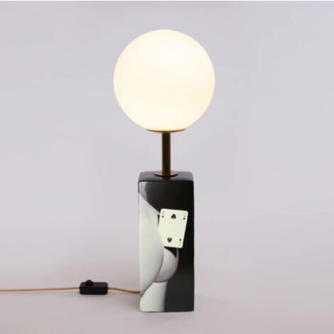 Lampada da tavolo a led in porcellana 2 di spade  d 24 cm  collezione toiletpaper home seletti 15252