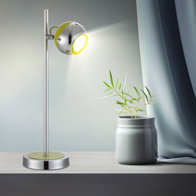 Image of Lampada da tavolo, lampada da soggiorno, lampada da comodino, lampada laterale, lampada da lettura, cromo argento verde, faretto mobile GU10, led 5W