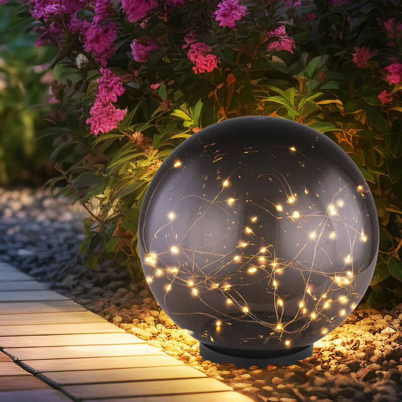 Image of Lampada da tavolo a led solare da esterno lampada da giardino fata luci faretti a sfera lampada da parco fumo
