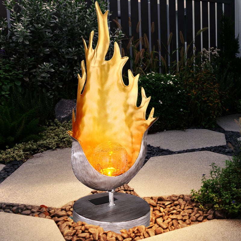 Image of Etc-shop - Lampada da tavolo a led solare da tavolo design fiamma fiamma crepitio vetro palla illuminazione giardino illuminazione esterna